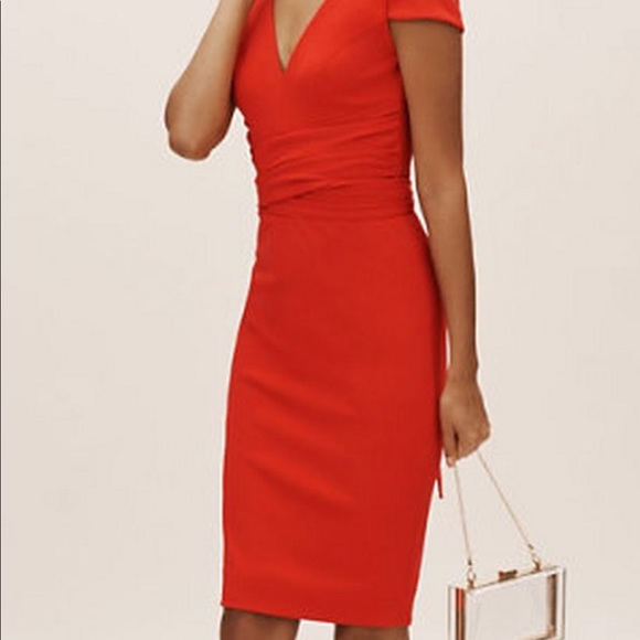 NWT Dress the Population x Anthro tangerine dress - Picture 3 of 8